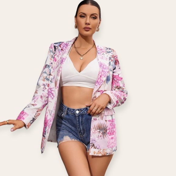 💖 NWOT/SHEIN Privé Random Floral Print Blazer 💖 - Picture 3 of 7